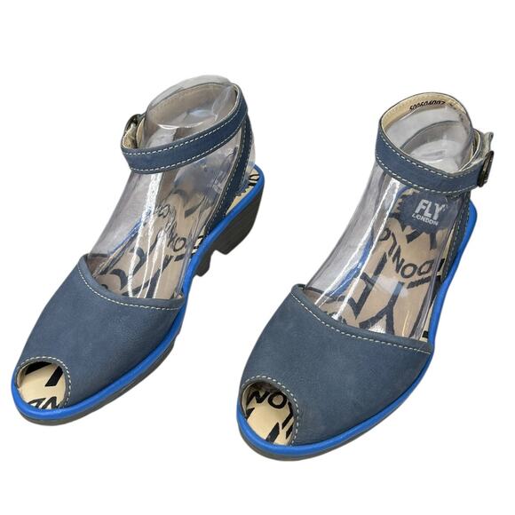Fly London Women’s Piat Blue Open Toe Ankle Strap Sandal Size 38 US 7.5/8 - Picture 6 of 12